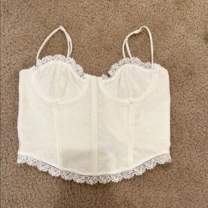 White Fox Boutique White Lace Trim Tank Top